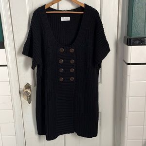 SOFT SURROUNDINGS Black Knit Button Up Short Sleeve Sweater Sz 3XL
